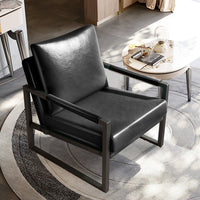 PU Leather Accent Mid Century Arm Chair