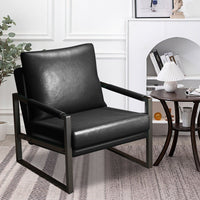 PU Leather Accent Mid Century Arm Chair